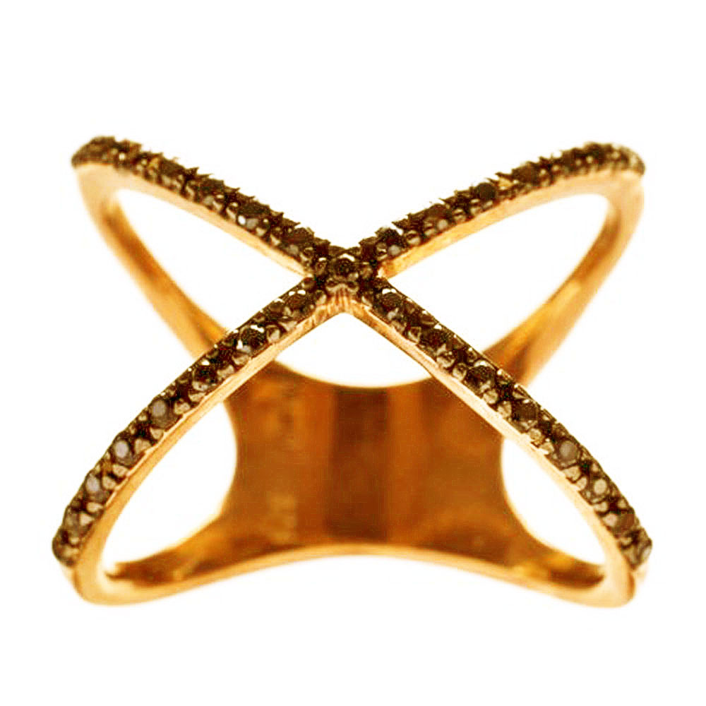 Δαχτυλίδι Ροζ Χρυσό Chevallier με Ζιργκόν μαύρα κ9 Νο 54,Gatsa κωδ ΔΑ5806