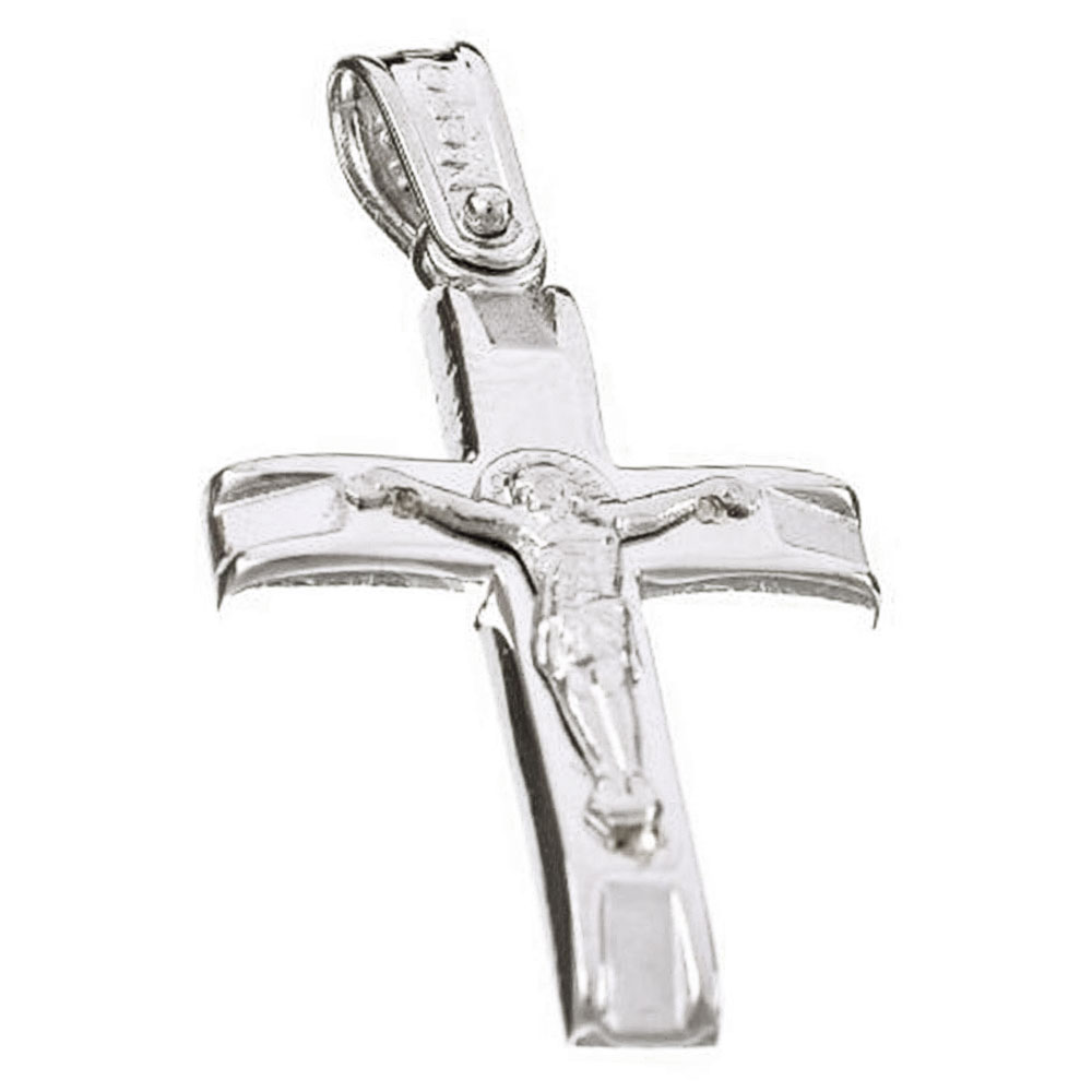 Σταυρός Ανδρικός Λευκόχρυσος με εσταυρωμένο χωρίς αλυσίδα κ14 Menekou κωδ ΣΤ0269