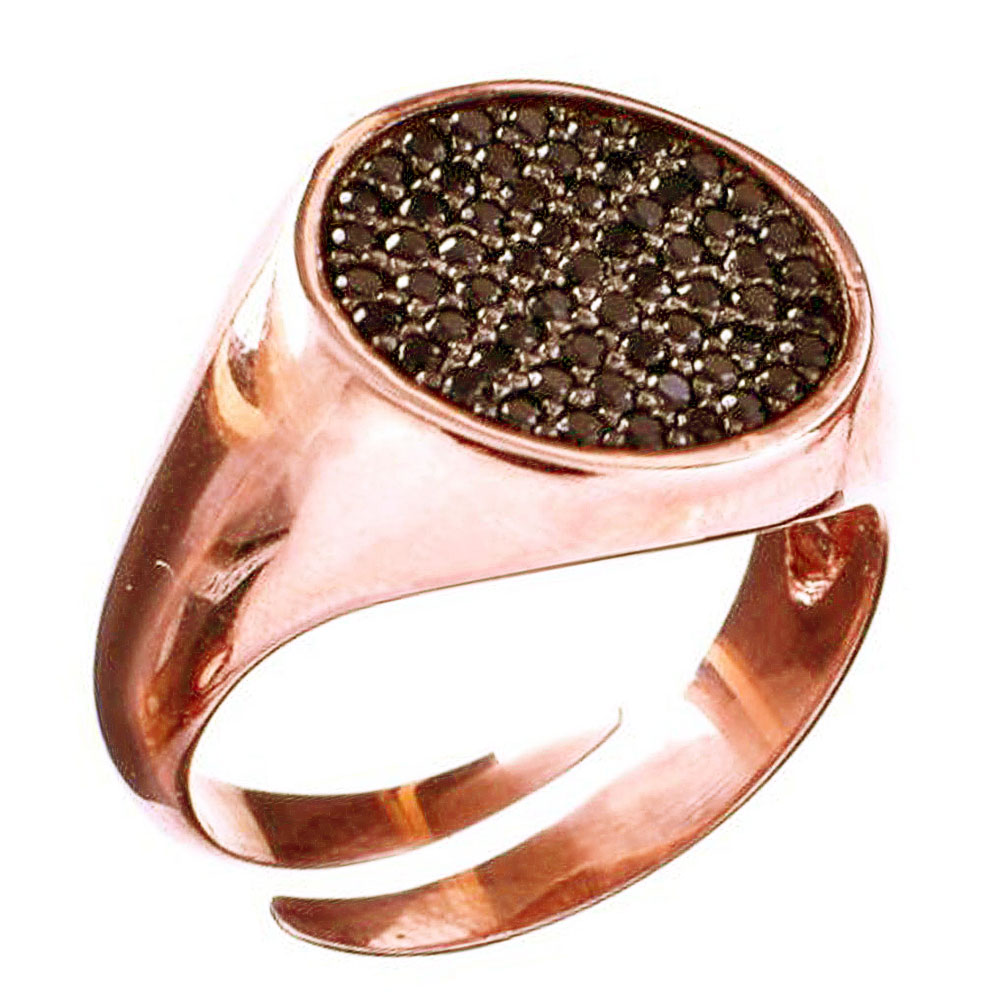 Δακτυλίδι Επίχρυσο Ροζ 925 με μαύρα Ζιργκόν Ανοιγώμενο Gatsa κωδ ΔΑ1779