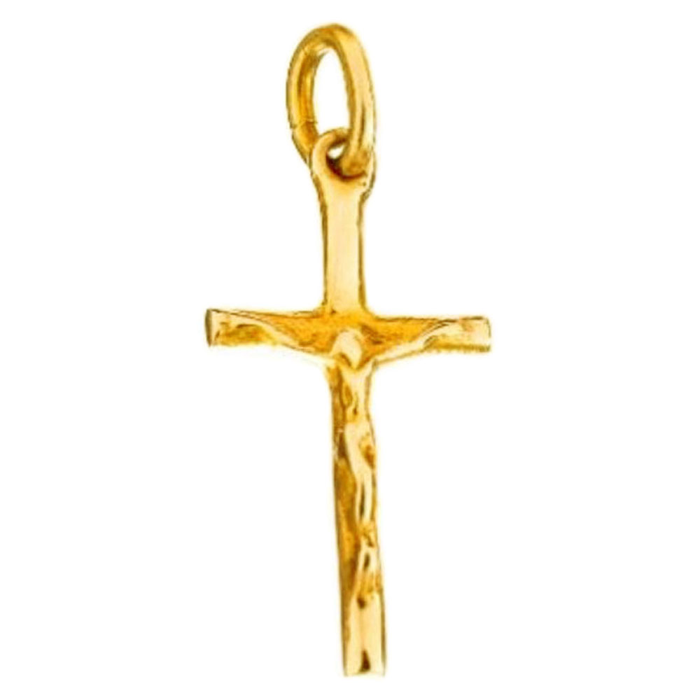 Σταυρός Μικρός με εσταυρωμένο σε Κίτρινο Χρυσό κ14 Gatsa κωδ ΣΤ1657