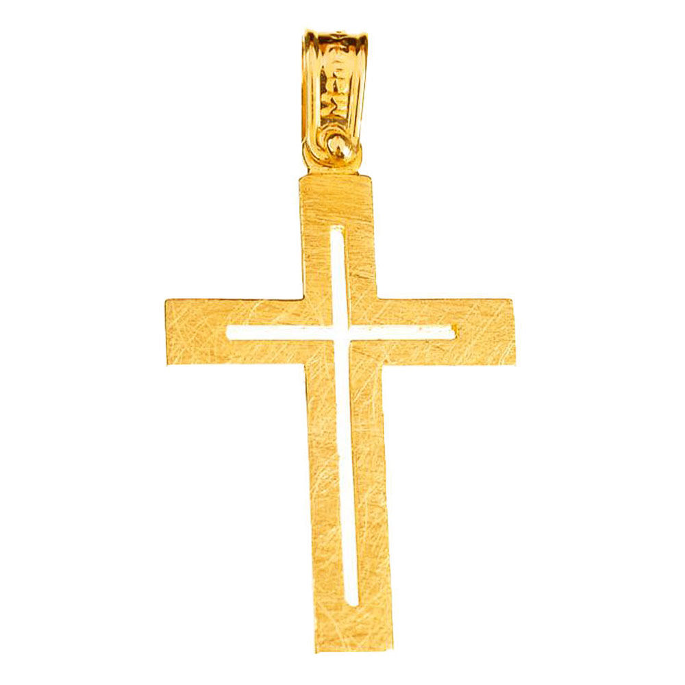 Σταυρός Ανδρικός σε Κίτρινο Χρυσό κ14 Σαγρέ 3.3*1.8mm Gatsa ΣΤ2182