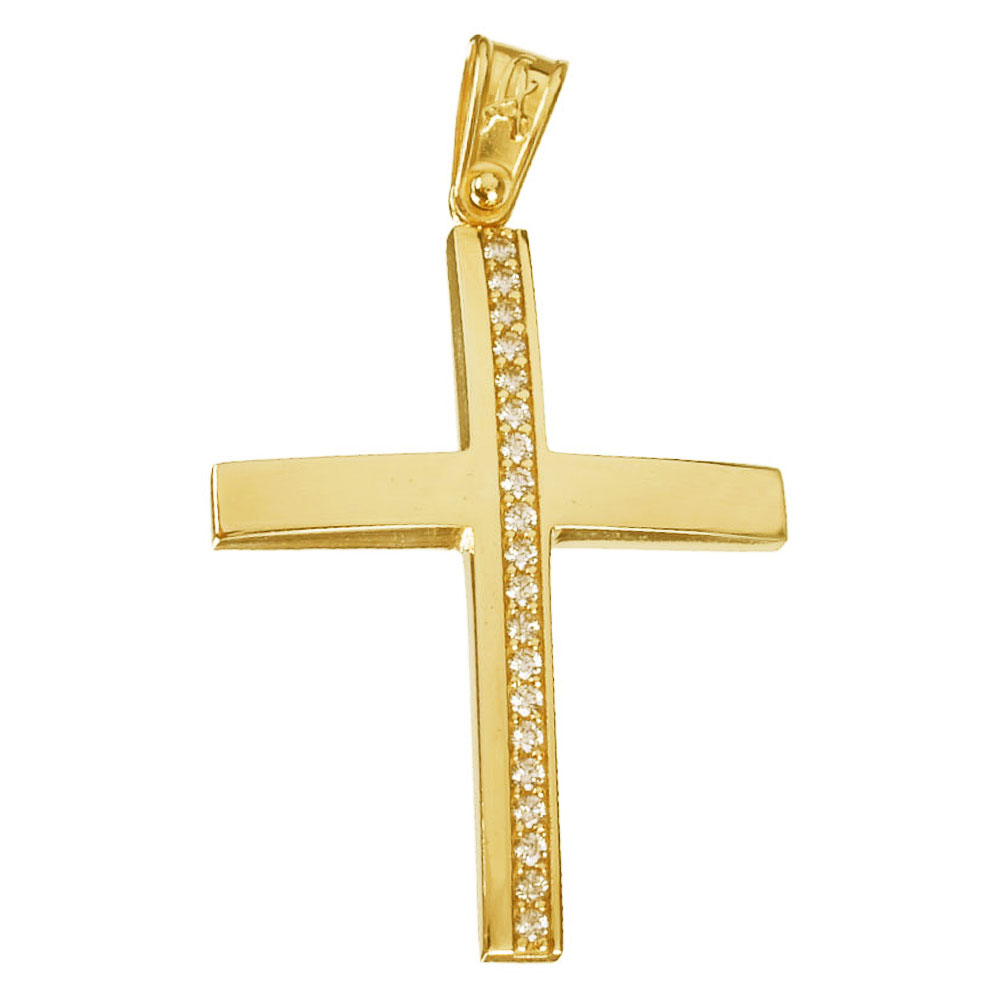 Σταυρός Γυναικείος Κίτρινος Χρυσός κ14 με zircon Alorado ΑΣΤ4892