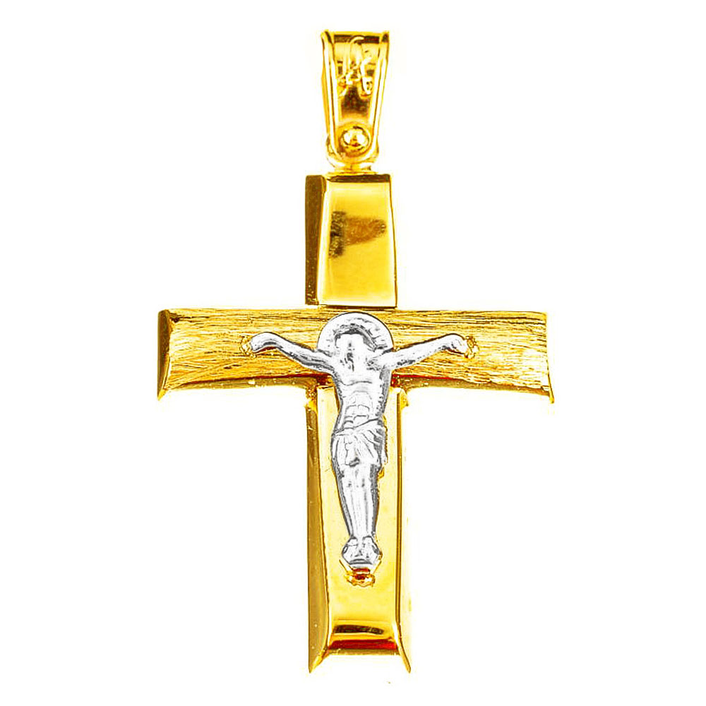Σταυρός Ανδρικός με Εσταυρωμένο Δίχρωμος κ14 Alorado ΑΣΤ4581