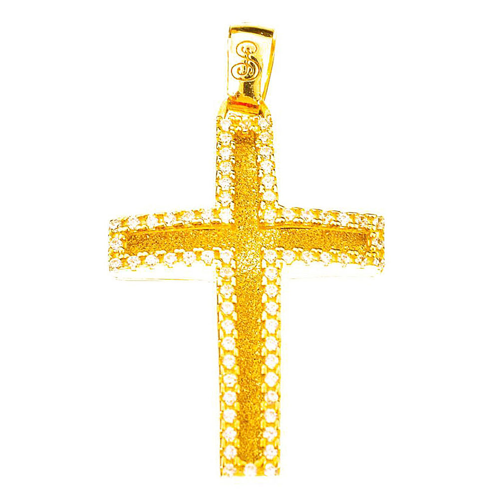 Σταυρός Γυναικείος με zircon Κίτρινος Χρυσός κ14 ΦΩΤΣΑΛΗΣ ΣΤ2553