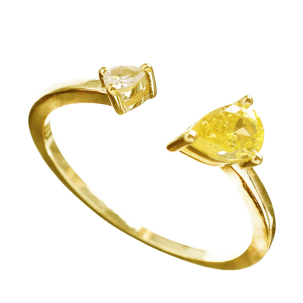 Δακτυλίδι Ασημένιο 925 σε Κίτρινο χρώμα με κίτρινο-άσπρο zircon Ν56 RG097 Prince