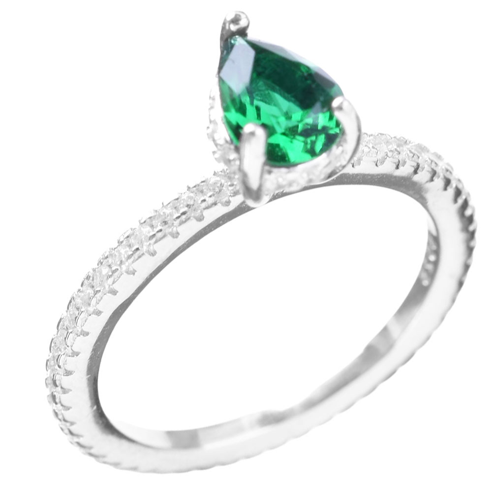 Δακτυλίδι Γυναικείο Ν52 Ασήμι με πράσινο zircon Gatsa 0466