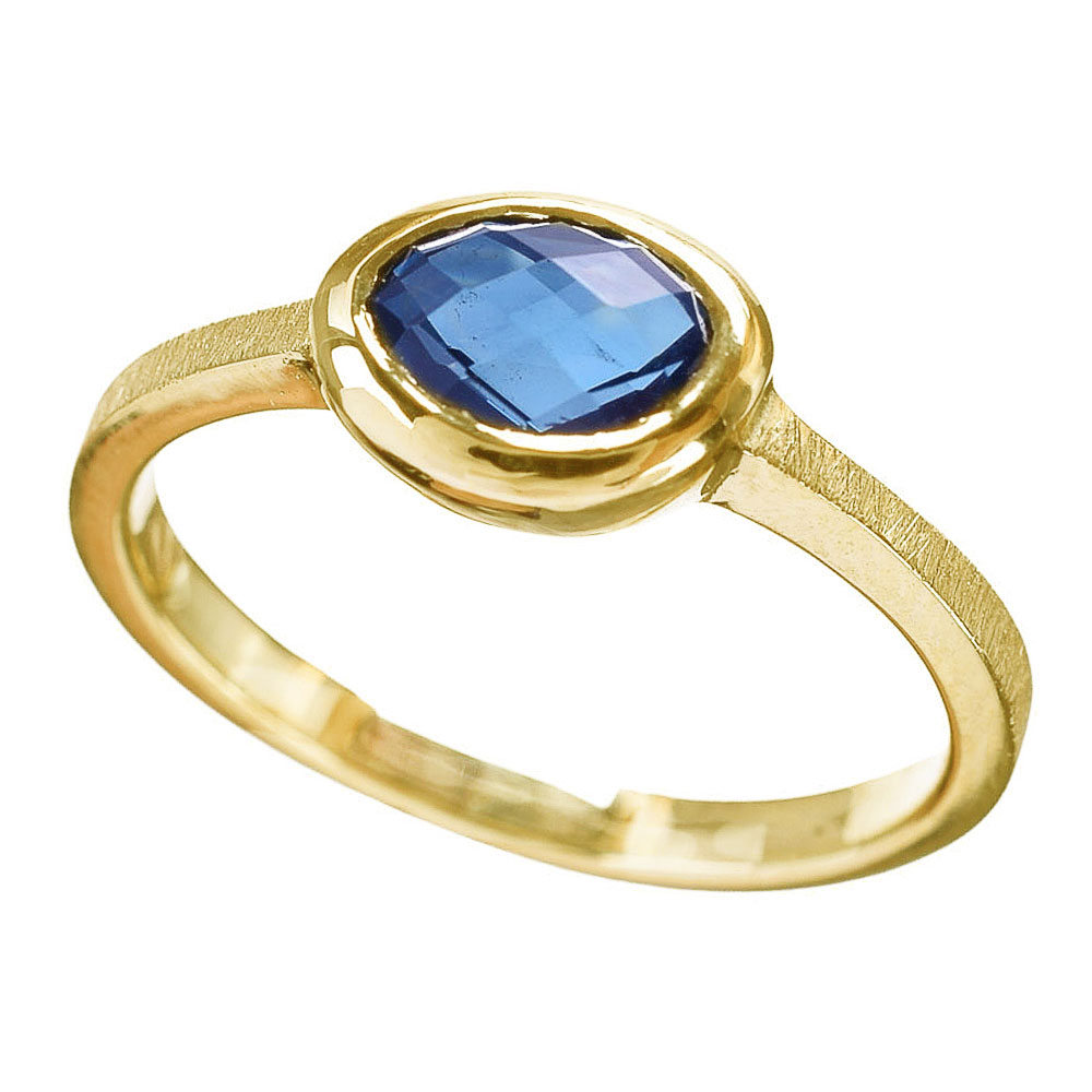 Δακτυλίδι Γυναικείο σε Κίτρινο Χρυσό London Blue Topaz κ14 Ν54 Gatsa PZ76