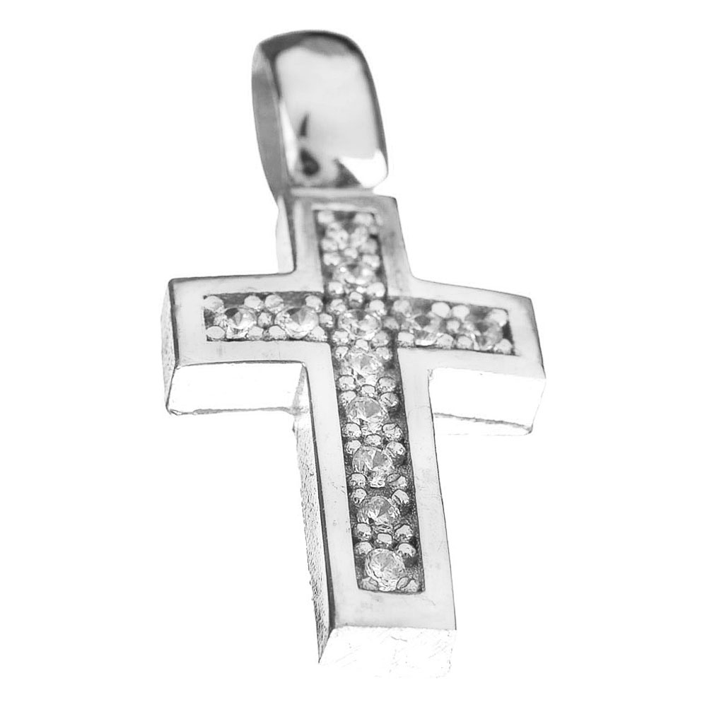 Σταυρός Γυναικείος Ασήμι με zircon Gatsa 0559Σ
