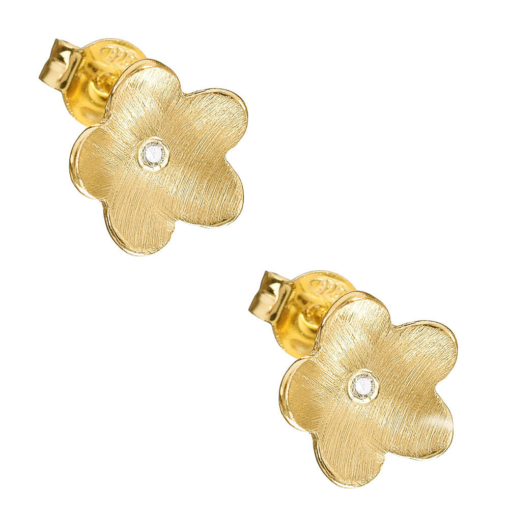 Σκουλαρίκια Ασήμι σε Κίτρινο Λουλούδι Καρφωτά Β090 Gatsa