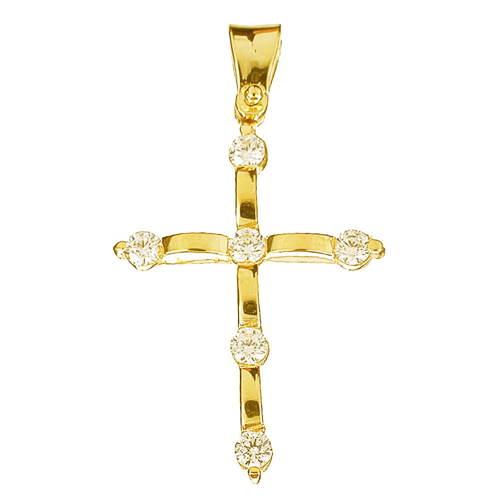 Σταυρός Γυναικείος σε Κίτρινο Χρυσό κ14 με zircon Gatsa 0333