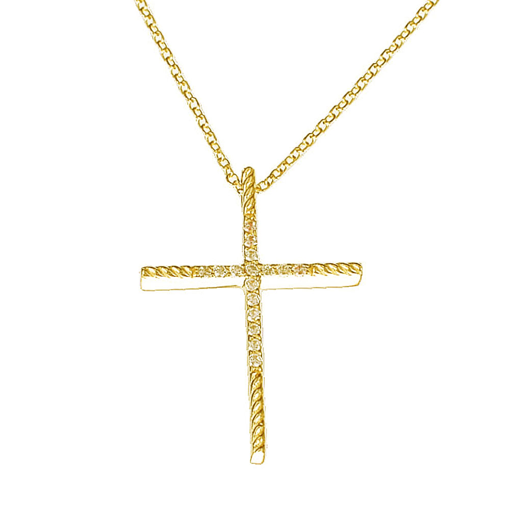 Σταυρός Γυναικείος σε Κίτρινο Χρυσό κ14 45cm αλυσίδα Gatsa 0346
