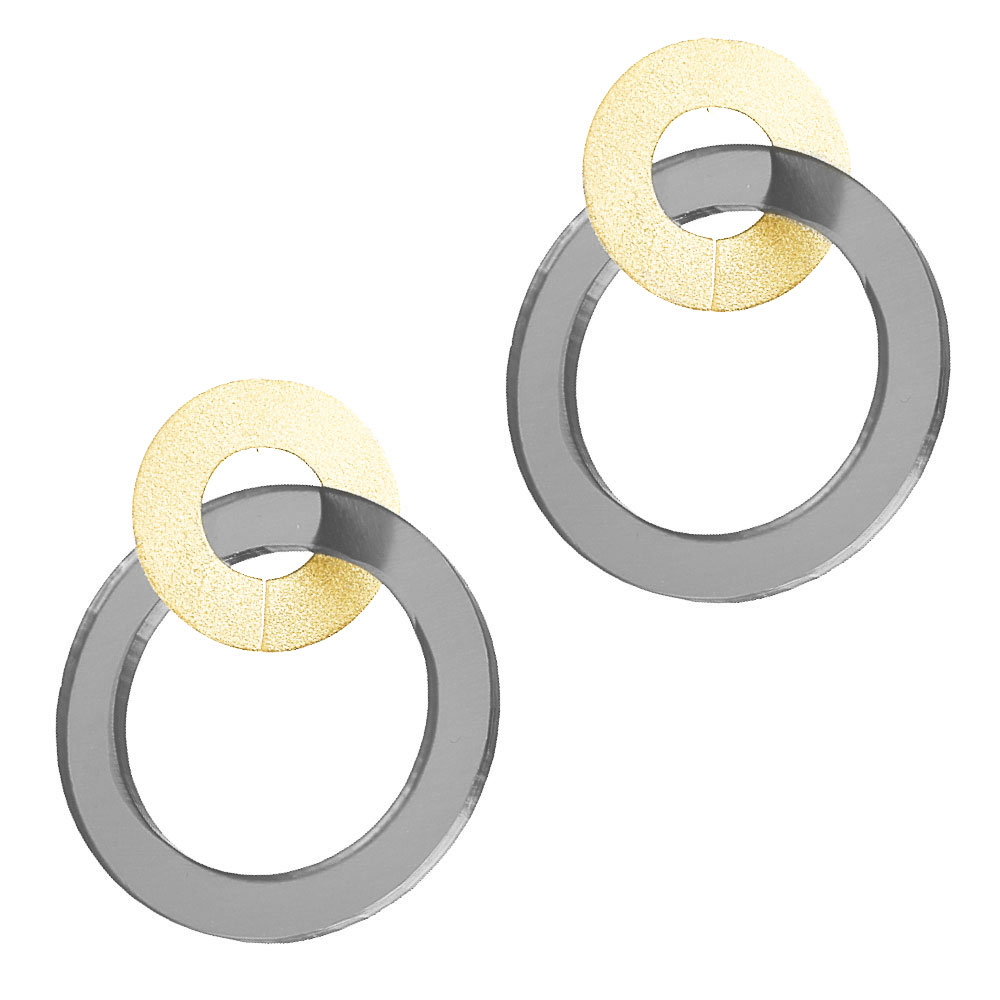 Σκουλαρίκια Κρεμαστά Επίχρυσο Ασήμι 925 με μαύρο Plexiglass Gatsa 0389