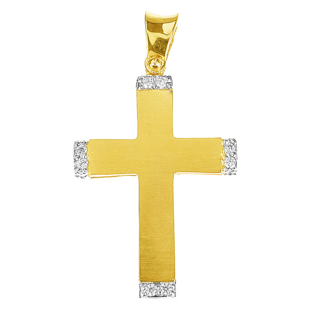 Σταυρός Γυναικείος σε Κίτρινο Χρυσό κ14 με zircon Gatsa 0459