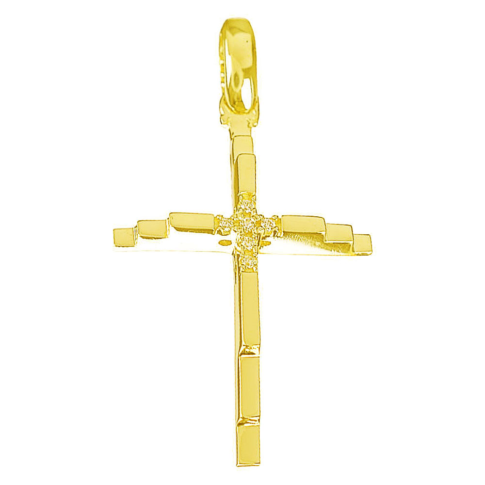 Σταυρός Γυναικείος σε Κίτρινο Χρυσό κ14 με zircon Gatsa 0987