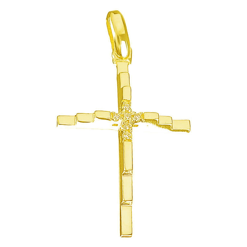 Σταυρός Γυναικείος σε Κίτρινο Χρυσό κ14 με zircon 0988 Gatsa