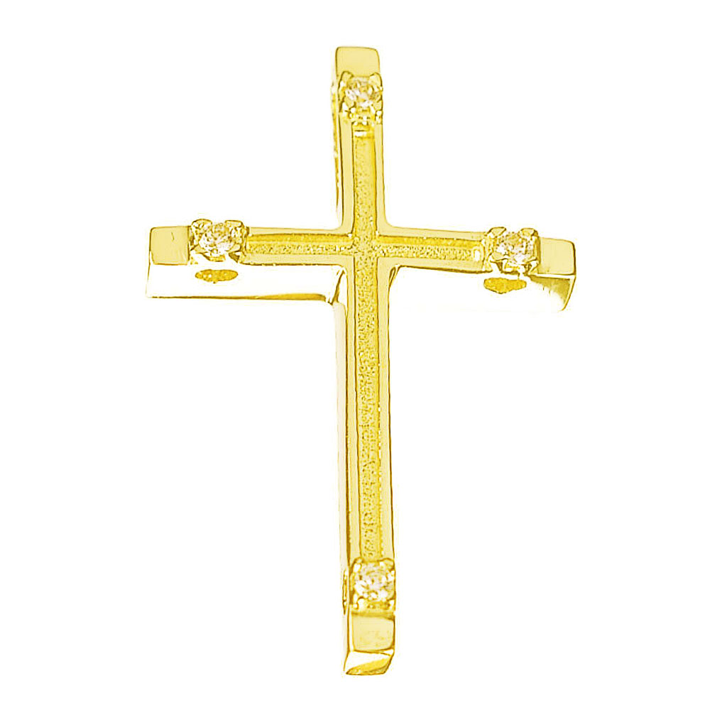 Σταυρός Γυναικείος σε Κίτρινο Χρυσό κ14 με zircon Gatsa 0990