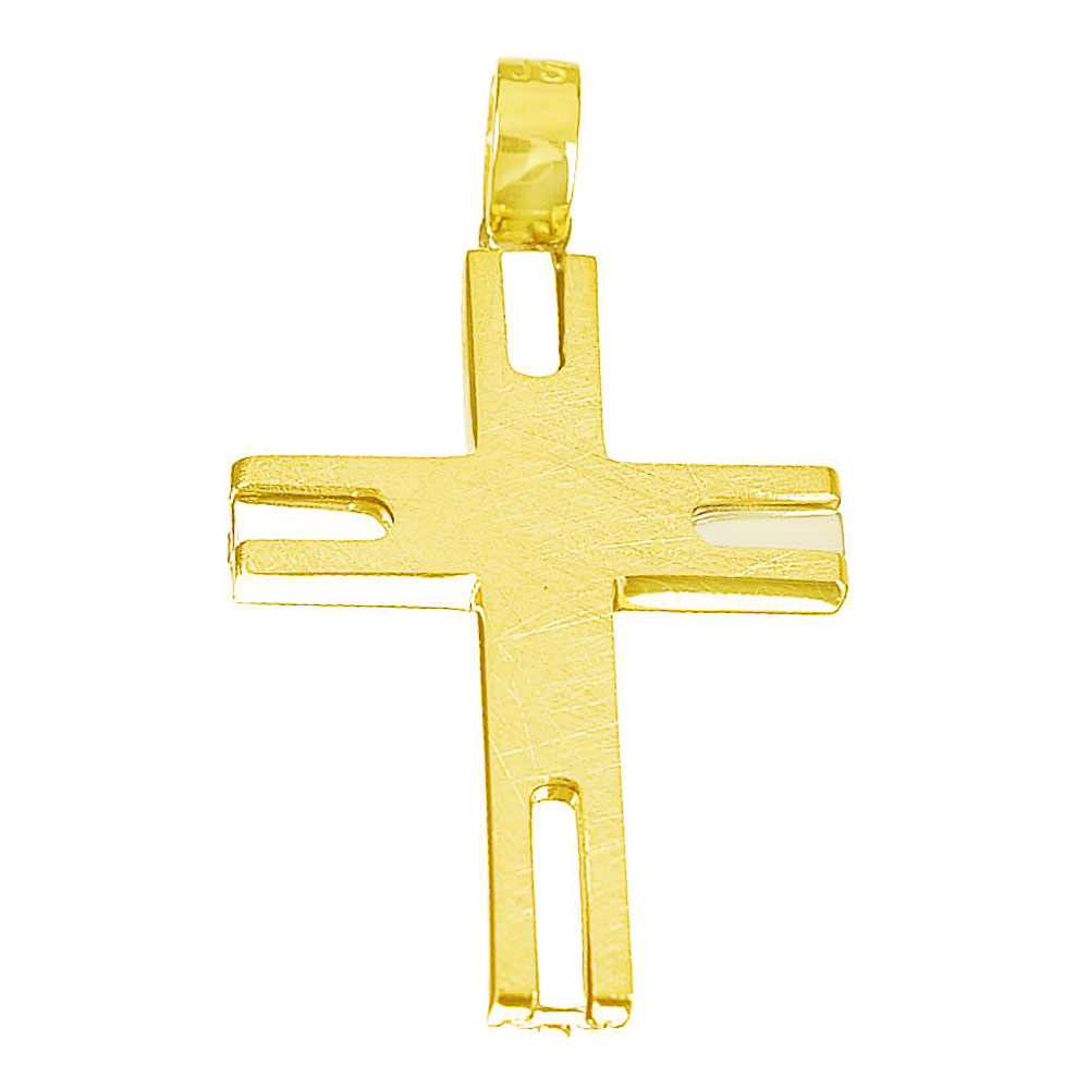 Σταυρός Ανδρικός Χρυσός κ14 Δίχρωμος Διπλής Όψεως Gatsa 0993
