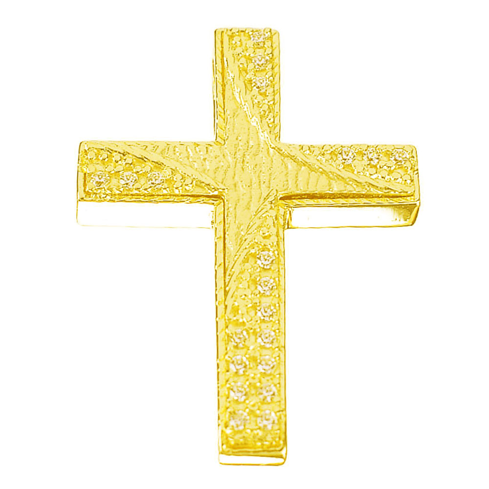 Σταυρός Γυναικείος σε Κίτρινο Χρυσό κ14 Διπλής Όψεως Gatsa 1054