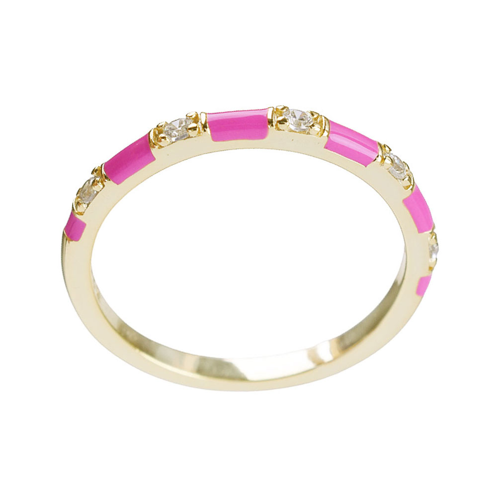Δακτυλίδι Γυναικείο Ν52 Ασήμι σε Κίτρινο σε ροζ σμάλτο Prince RG133