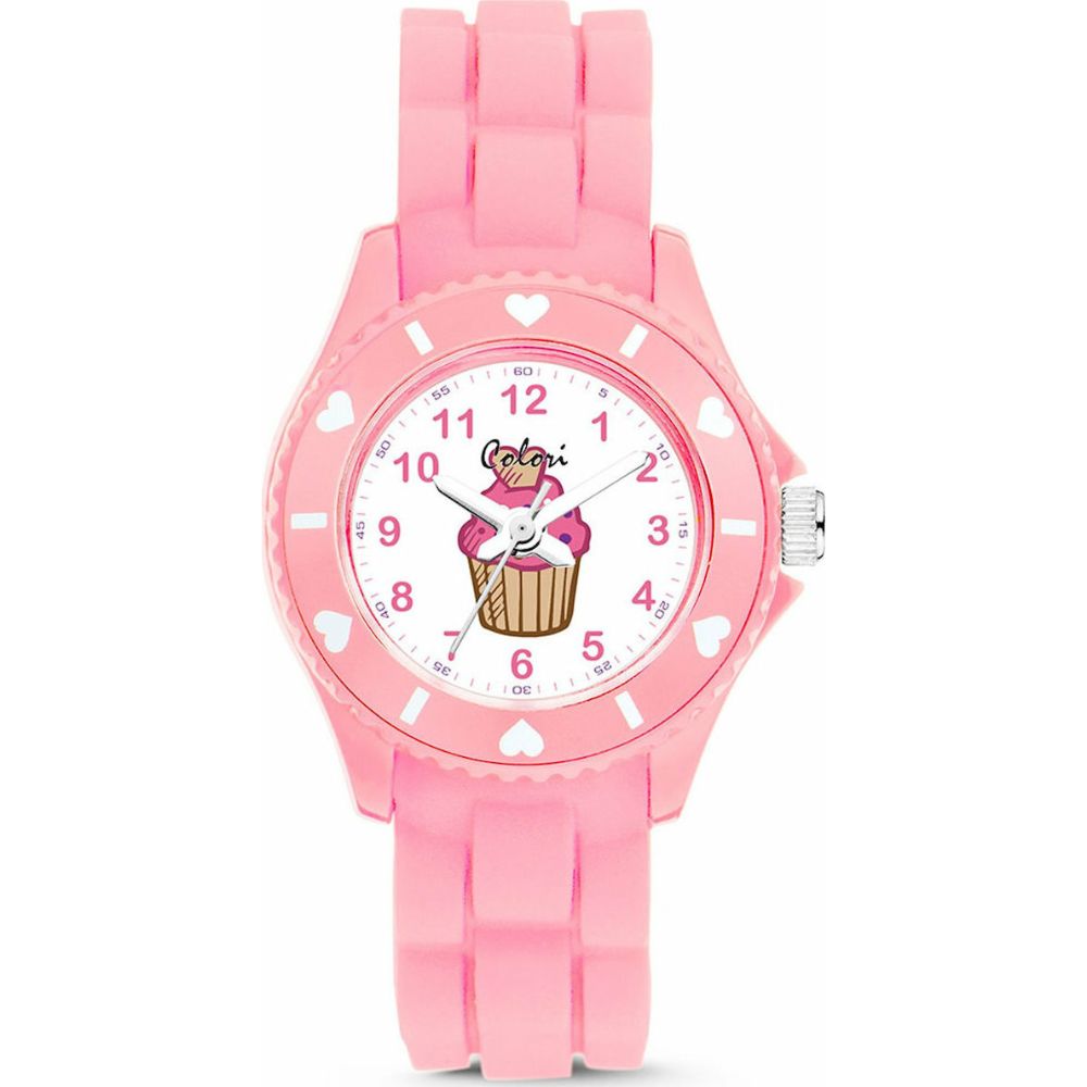 Ρολόι για Κορίτσι με Λουρί, Pink Cupcake ,Colori , κωδ.CLK119
