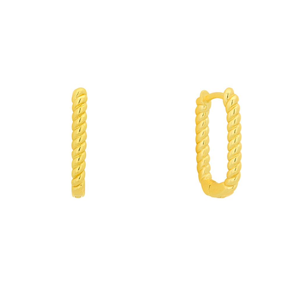 Σκουλαρίκια Τετραγωνισμένος Κρίκος Στριφτός σε Κίτρινο Ασήμι 925 1.5cm Prince 155-3