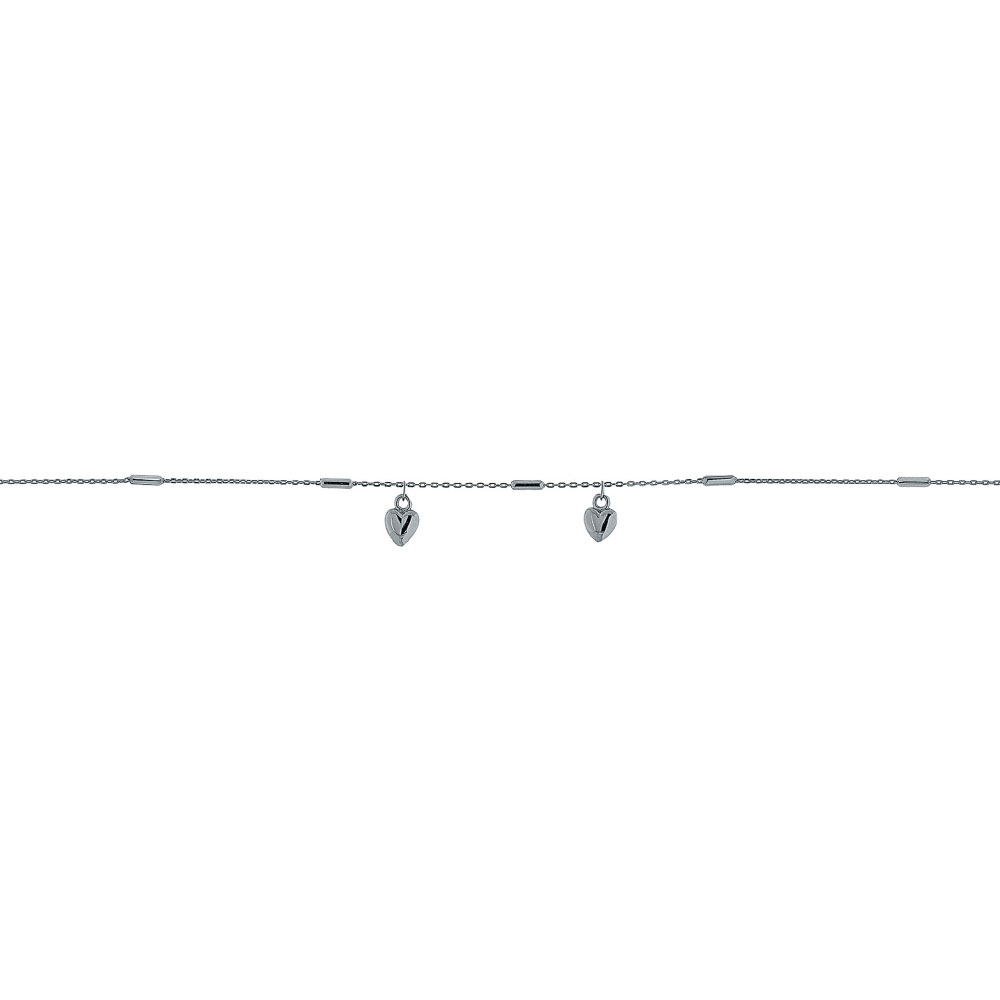 Αλυσίδα ποδιού Ασήμι με καρδούλες 19-24cm Prince 003-1