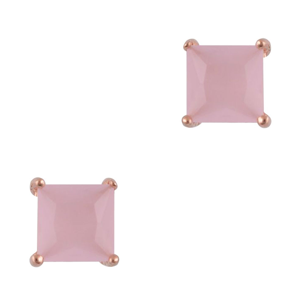 Σκουλαρίκι Επιχρυσωμένο 925 Καρφωτό με ροζ πέτρα, PRINCE, κωδ.ASS-0228.RRO