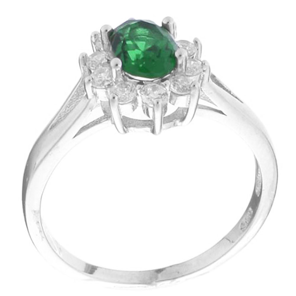 Δακτυλίδι Γυναικείο Ροζέτα Ασήμι 925 Ν57 με πράσινο zircon Gatsa ΔΤ0047