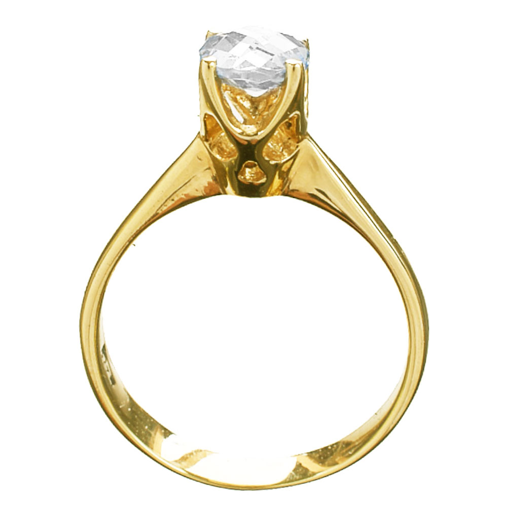 Δακτυλίδι Γυναικείο Μονόπετρο σε Κίτρινο Χρυσό με topaz zircon Ν54 Gatsa 0366