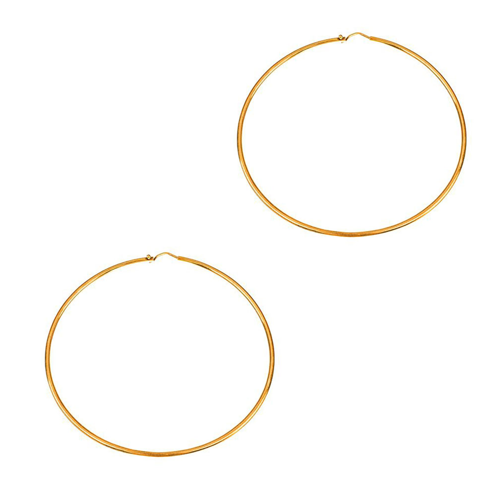 Σκουλαρίκια Κρίκοι Επίχρυσοι Κίτρινοι 925 6,5cm Διάμετρος Gatsa κωδ ΣΚ0569