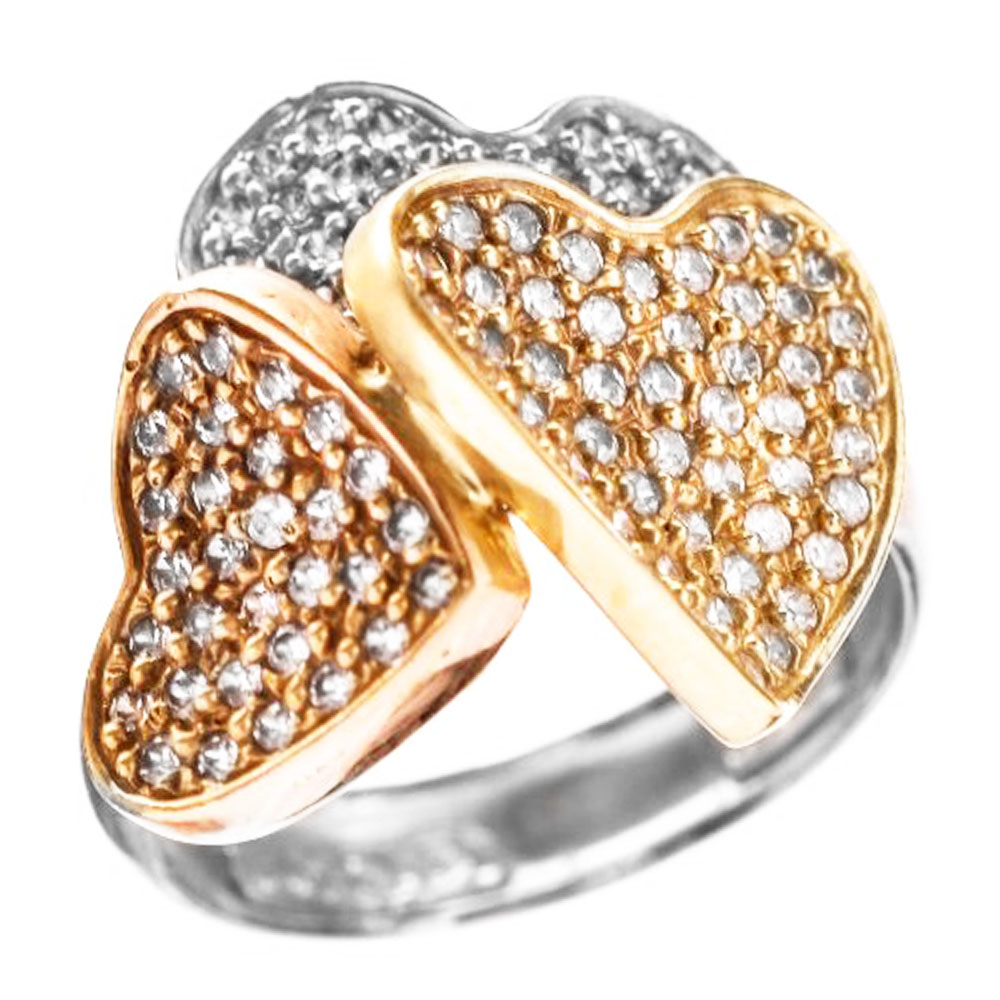 Δακτυλίδι Καρδιά Τρίχρωμη Χρυσή κ14 Ν54 Gatsa κωδ ΔΤ0586
