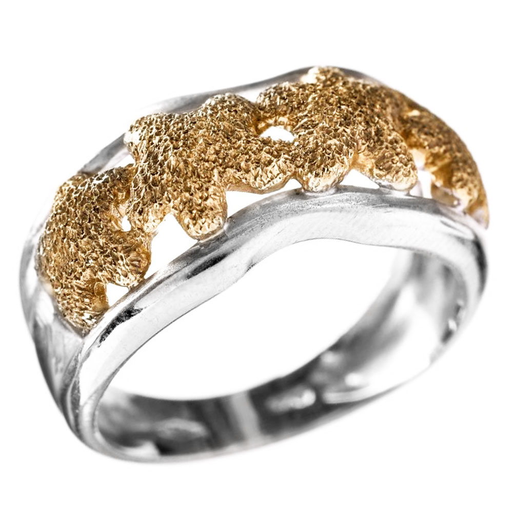 Δακτυλίδι Χειροποίητο Δίχρωμο Χρυσό κ14 Ν55 Gatsa κωδ ΔΤ0595
