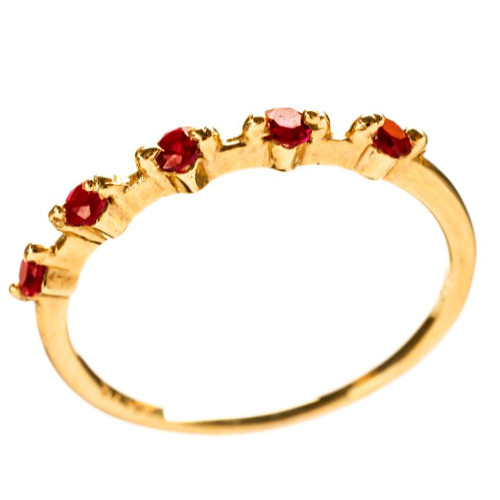 Δακτυλίδι Γυναικείο σε Κίτρινο Χρυσό Σειρέ με κόκκινα zirgon κ14 Ν53 Gatsa ΔΤ0651