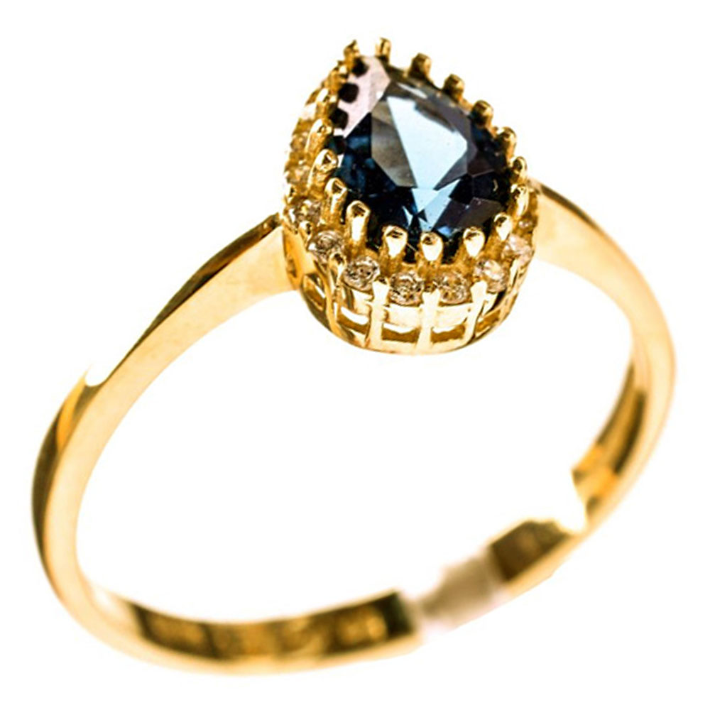 Δακτυλίδι Ροζέτα σε Κίτρινο Χρυσό κ14 με blue london zircon Ν56 Psomas ΔΤ0653
