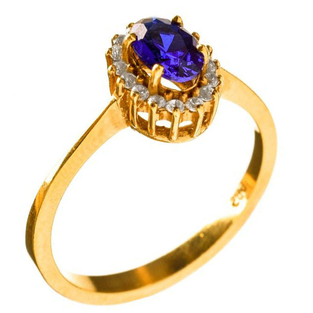 Δακτυλίδι Ροζέτα με μπλε zirgon σε Κίτρινο Χρυσό κ14 Ν53 Gatsa ΔΤ0667