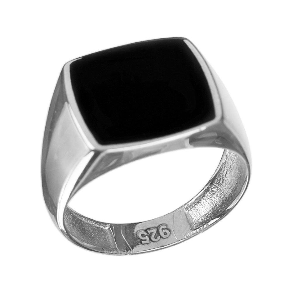 Δακτυλίδι Ανδρικό Ασημί με οπάλ πέτρα μαύρη Ν62 Gatsa 0098