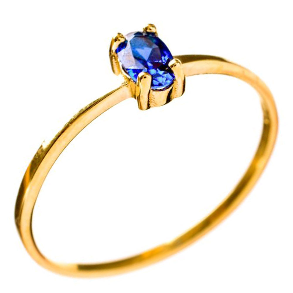 Δακτυλίδι σε Κίτρινο Χρυσό κ14 με μπλε zirgon Gatsa ΔΤ0904