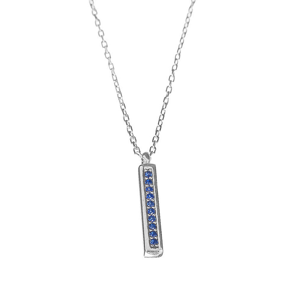 Κολιέ Γυναικείο Ασήμι 925 διπλής Όψεως με μπλε-άσπρα zircon 42-45cm Gatsa 0925