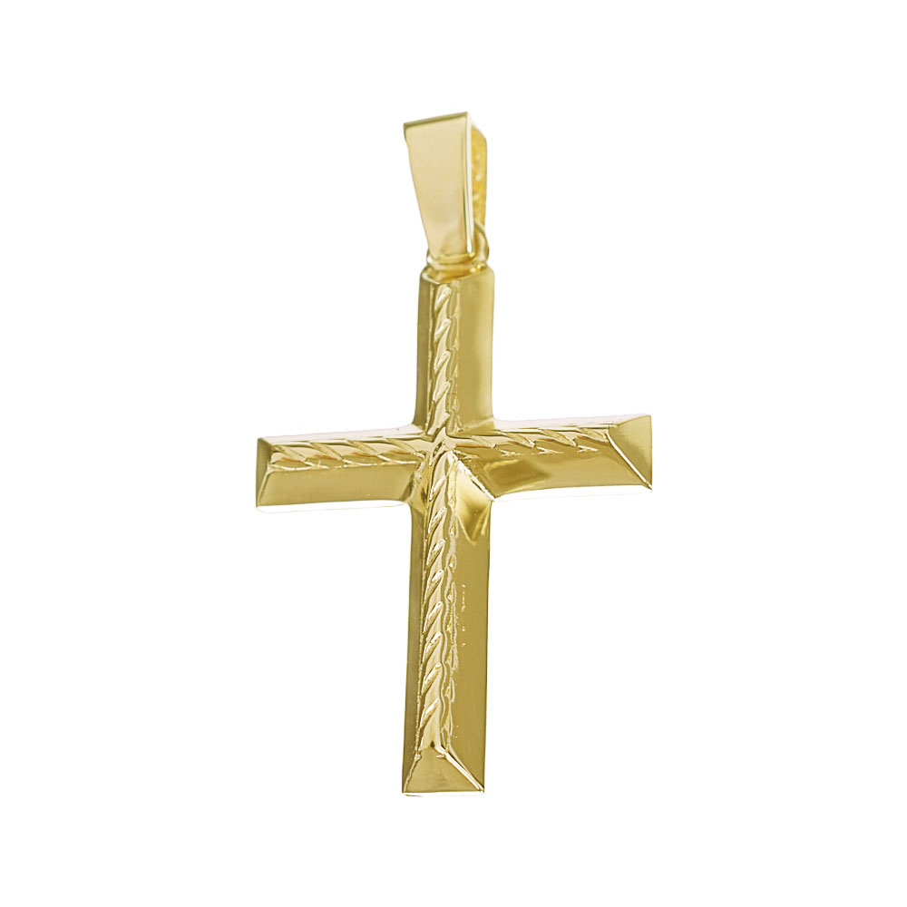 Σταυρός Ανδρικός σε Κίτρινο Χρυσό κ14 διπλής Όψεως 1027