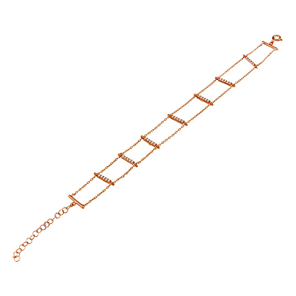 Βραχιόλι Επίχρυσο Ροζ με Ζιργκόν άσπρα 925 18cm διάμετρος Gatsa κωδ ΒΡ1131
