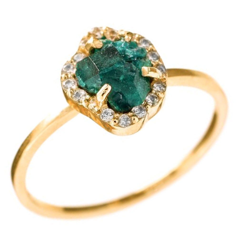 Δακτυλίδι σε Κίτρινο Χρυσό με ορυκτή πέτρα πράσινη κ14 Ν57 Gatsa ΔΤ1134