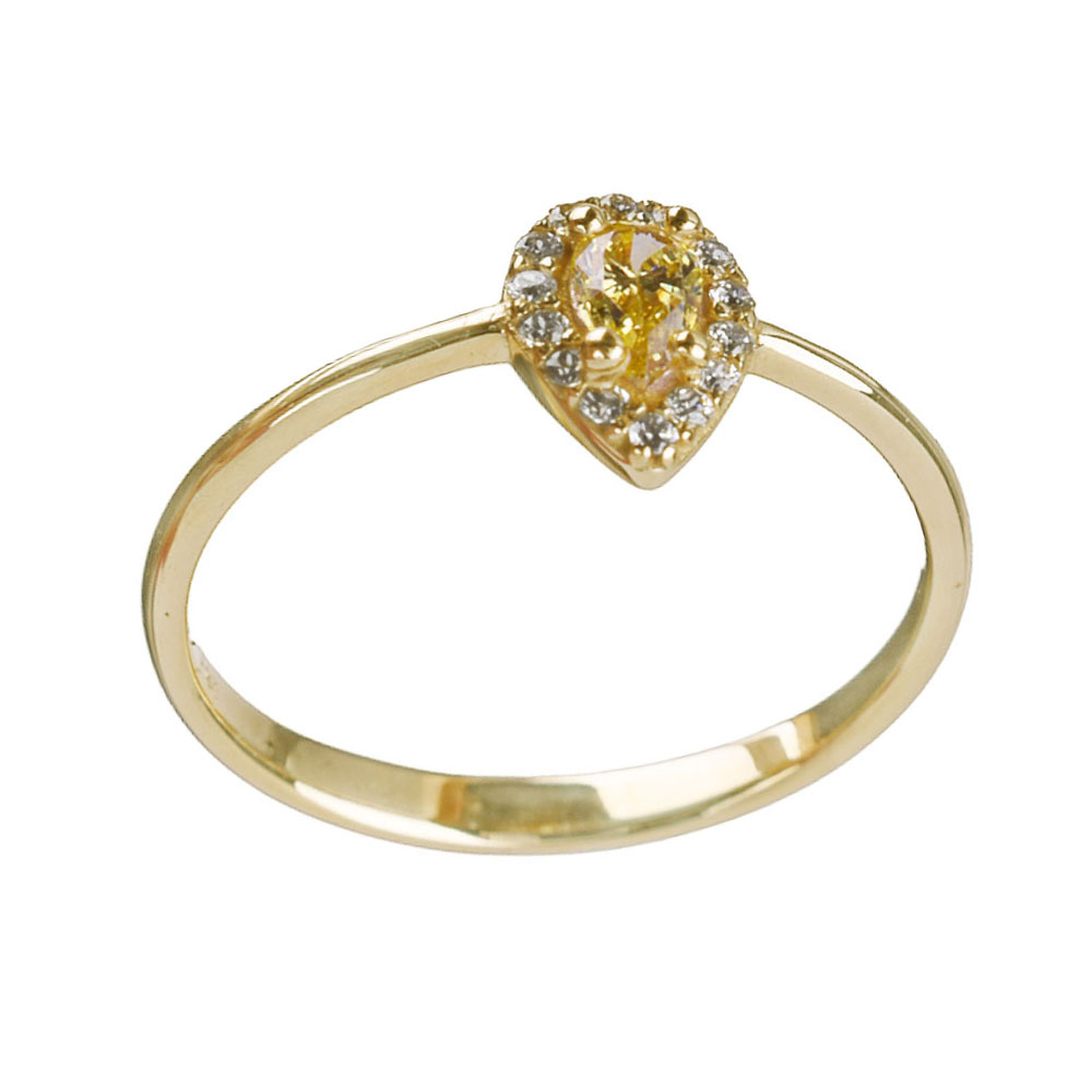 Δακτυλίδι σε Κίτρινο Χρυσό κ14 με κίτρινο zircon  Ν54 Gatsa ΔΤ1229