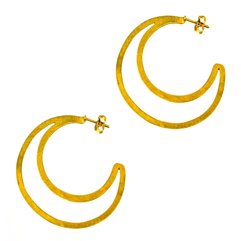 Σκουλαρίκια Κρίκοι Επίχρυσο Κίτρινο 925 Gatsa κωδ ΣΚ020074
