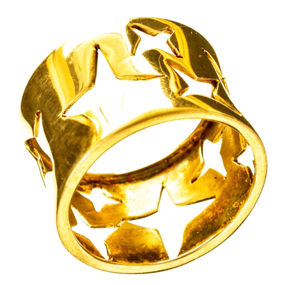 Δακτυλίδι Φαρδύ με Αστέρια Επίχρυσο Κίτρινο 925 Νο54 Gatsa κωδ ΔΑ1508
