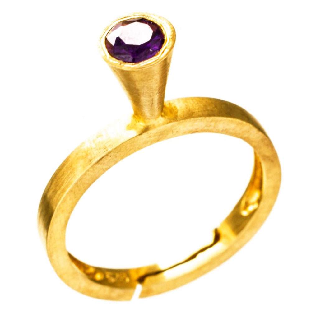 Δακτυλίδι με μωβ Ζιργκόν Επίχρυσο Κίτρινο 925 Νο55 Gatsa κωδ ΔΑ1529