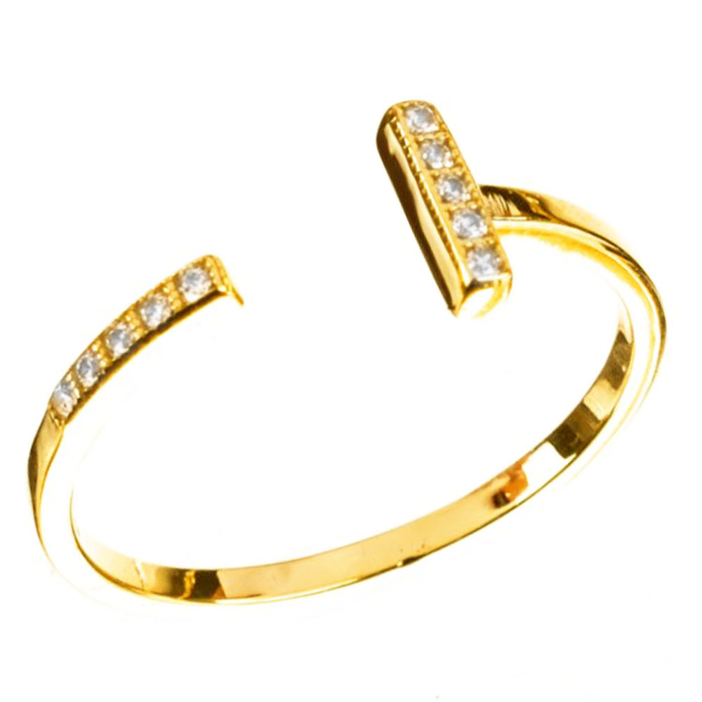 Δακτυλίδι Κίτρινο Χρυσό με Ζιργκόν άσπρα κ14 Νο54, Gatsa κωδ ΔΑ1674
