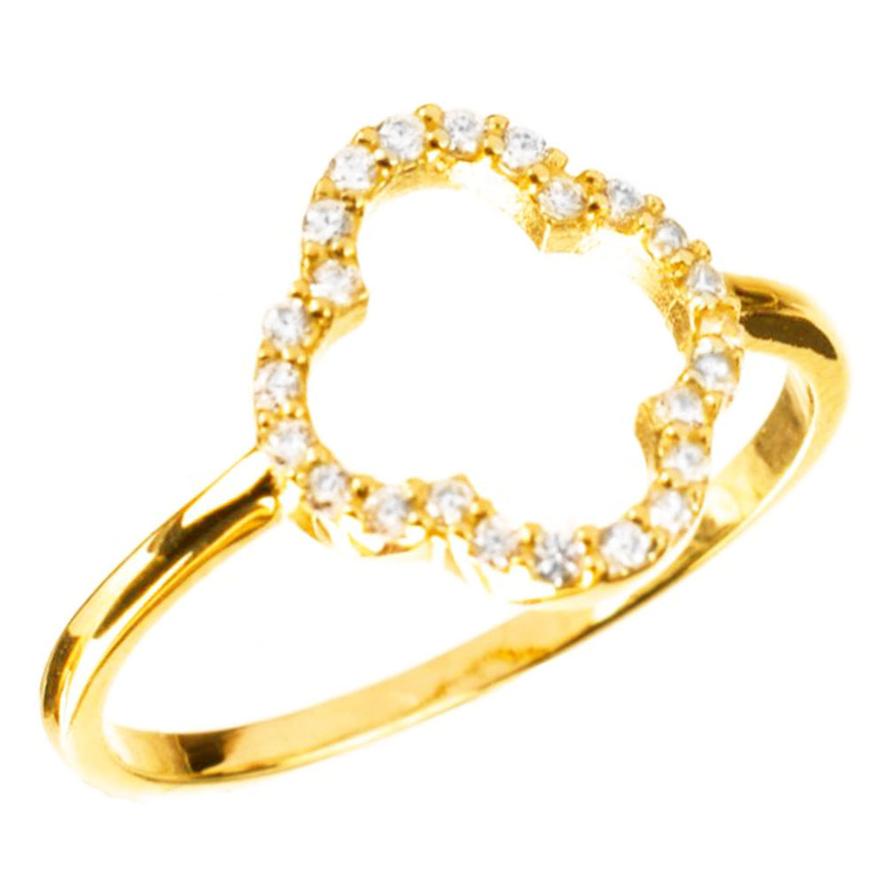 Δακτυλίδι Κίτρινος Χρυσός με Ζιργκόν άσπρα κ14 Νο53, Gatsa κωδ ΜΟ1688