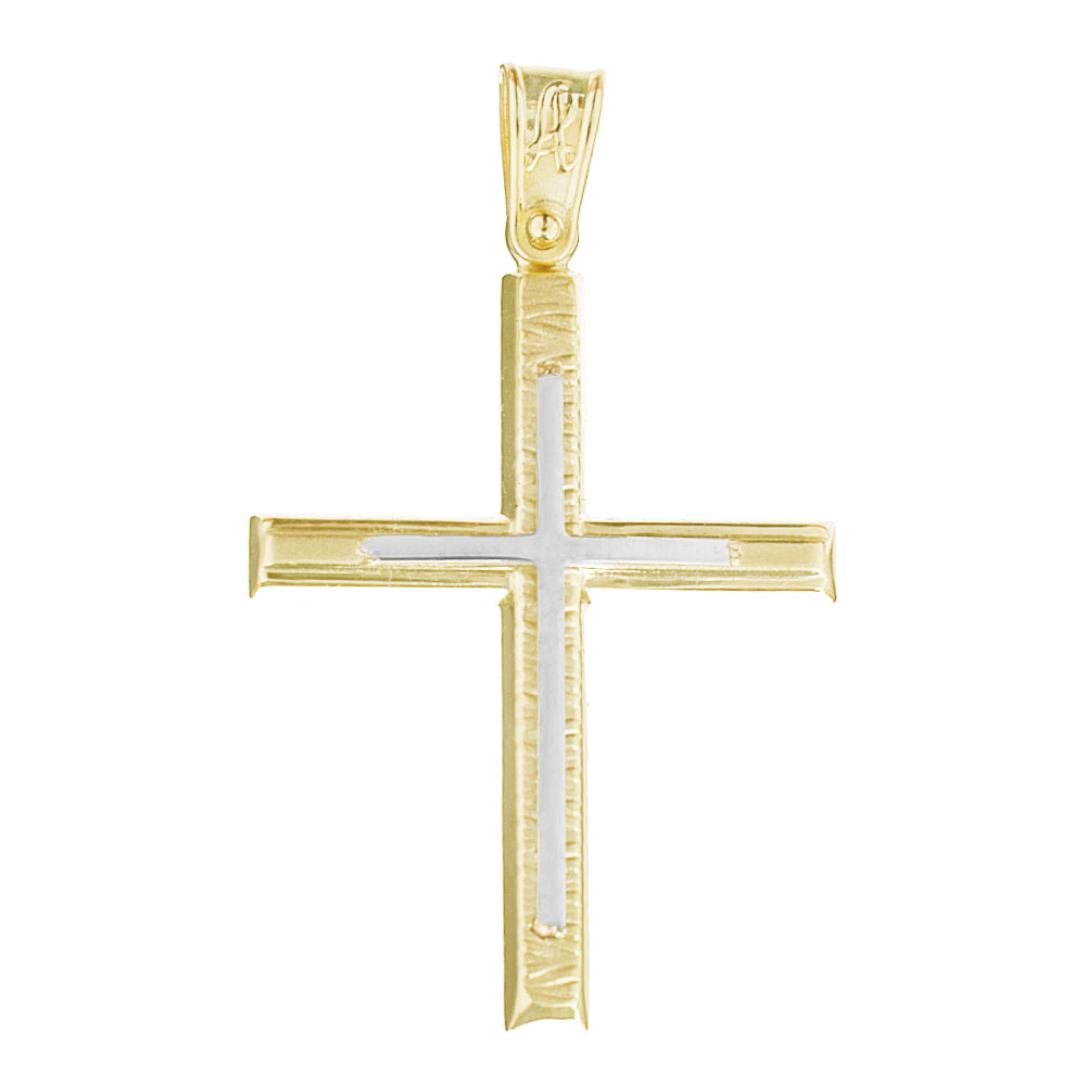 Σταυρός Ανδρικός Δίχρωμος Χρυσός κ14 Alorado 1758