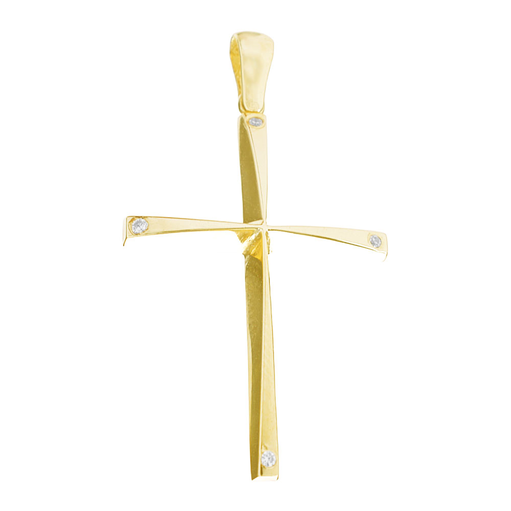 Σταυρός Γυναικείος με zircon σε Κίτρινο Χρυσό κ14 Alorado ΣΤ1770