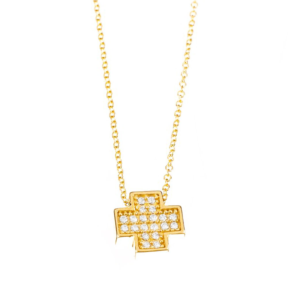 Κολιέ Χρυσός Κίτρινο Χρυσό με Ζιργκόν με αλυσίδα 40cm μήκος κ14 Gatsa κωδ ΚΛ1774